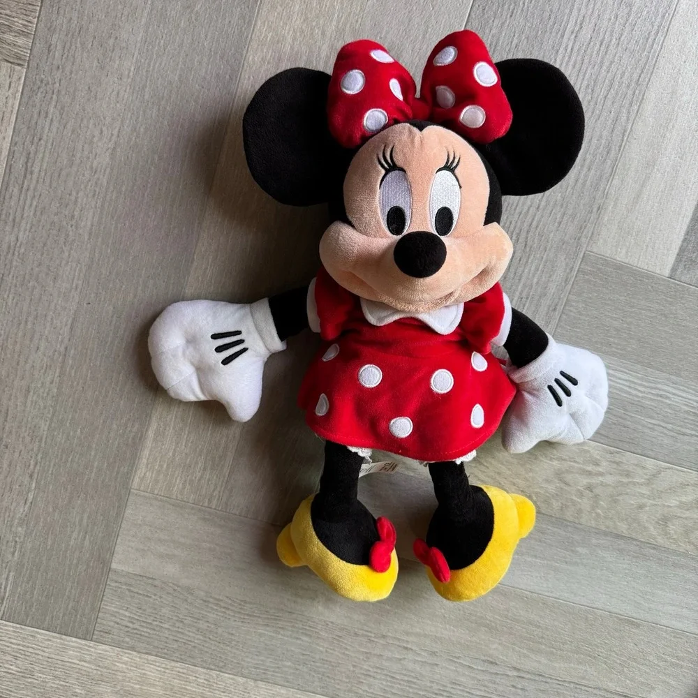 Disney Minnie Mouse Plush Red White Polka Dot‎ Dress Bow Stuffed Animal Toy 18